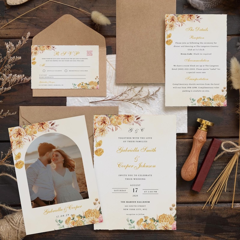 Yellow Wedding Invitation - Etsy