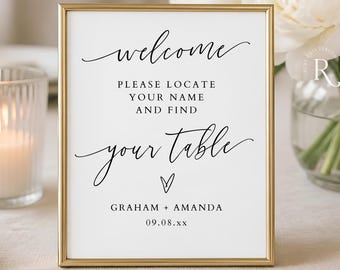 Modern Minimalist Please Find Your Seat Sign Template: Editable Canva Digital Download