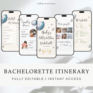 Bachelorette Itinerary Editable Template, GLITZ N GLAM Bachelorette Planner, Bachelorette Weekend, Digital Invitation Canva Template C2