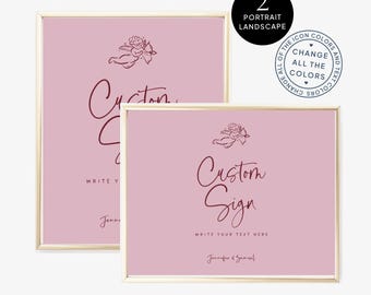 Custom Hand-Drawn Wedding Sign Template: Whimsical Party Decor (Canva Printable)