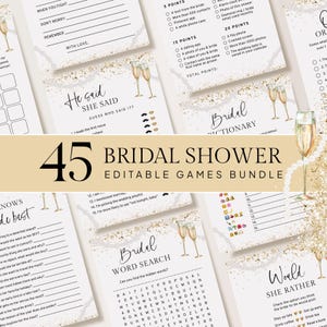 Pearls & Prosecco Bridal Shower Games Bundle (Editable Templates)