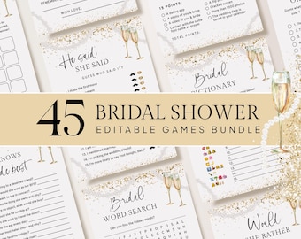 Pearls & Prosecco Bridal Shower Games Bundle (Editable Templates)