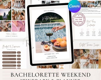 Editable Bachelorette Weekend Planner Template: Beach Theme Itinerary (Canva Digital Download)