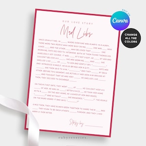 Bridal Shower Mad Libs Game: Editable Love Story Template (Digital Download, 5x7&quot; PDF)