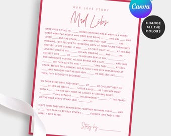Brautparty Mad Libs Spiel: Bearbeitbare Love Story Vorlage (Digital Download, 5x7 "PDF)