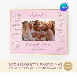 Photo Mat Editable Template Bridal Shower Gift, Pink Bachelorette Trip Weekend Keepsake DIY Bridal Gift from Bridesmaid, DIY Hens Gift, C32