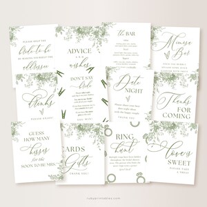 COMPLETE Bridal Shower Bundle, Bridal Shower Invite Games Signs, Sage Green Vintage Floral, Victorian Themed, Toile de Jouy, Chinoiserie image 8