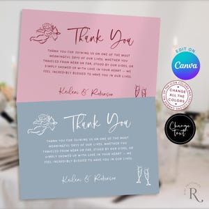 Plantilla editable de tarjeta de agradecimiento, tarjeta de agradecimiento imprimible, nota de bienvenida de recepción dibujada a mano, decoración de tarjetas de mesa de bienvenida y agradecimiento, W8