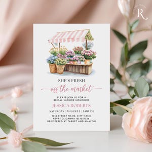Editable Bridal Shower Invitation Template: Farmer&#39;s Market Theme (Digital Download 5x7&quot;)