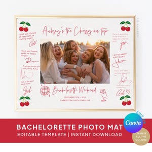Photo Mat Bachelorette Gift EDITABLE TEMPLATE Bachelorette Trip Weekend Keepsake, Bridal Gift from Bridesmaid, DIY Hens Gift, Cherry Top C27
