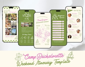 Camp Bachelorette Invitation Itinerary Template: Glamping Hiking Bridal Shower (Digital Download)