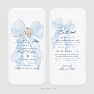 Qualcosa di blu prima del matrimonio: invito elettronico per addio al nubilato (modello Canva modificabile, download digitale)