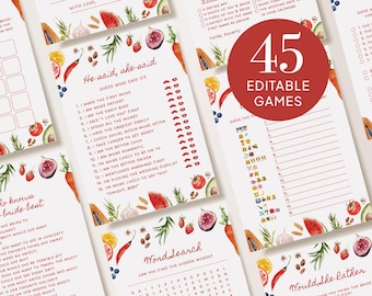 Bridal Shower Games Bundle: 45 Editable Templates (Digital Download)