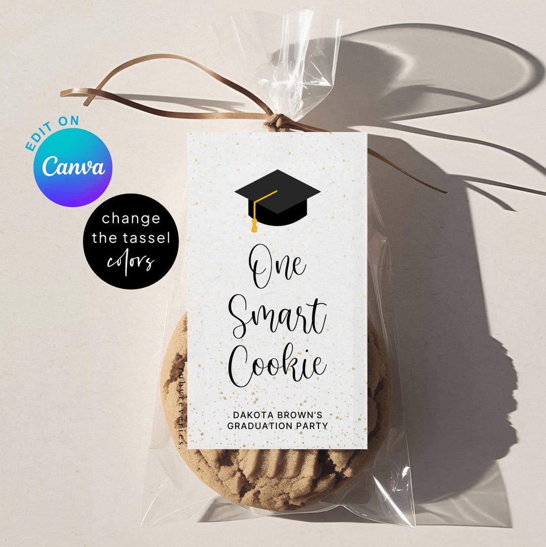 Editable Graduation Gift Tag One Smart Cookie Printable TEMPLATE ...