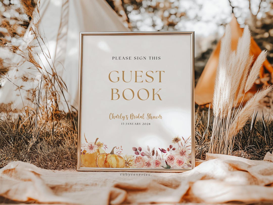 Guest Book Sign Template BUNDLE: Fall Bridal Shower Decor Instant ...