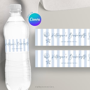 Water Bottle Label Editable Template Coastal Bachelorette Party, Water Bottle Bands, Last Toast on the Coast Bachelorette Party, Canva, C19