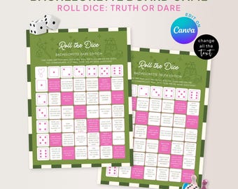 Camp Bachelorette Truth or Dare Dice Game: Editable Bridal Party Template (Digital Download)