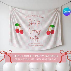 Cherry Bachelorette Party Tapestry: Editable Welcome Banner (Digital Download)