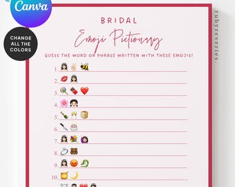 Emoji Pictionary Bridal Shower Game: Editable DIY Template (Digital Download)