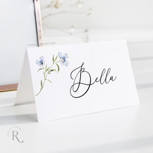 Modèle de marque-places fleurs sauvages, cartes de noms de mariage, fleurs printanières, fleurs sauvages bohèmes, shower de mariage, cartes pour cadre de table modifiables image 2