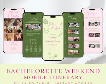 Bikinis Martinis Bachelorette Invitation Itinerary Template, Beach Trip Bach Weekend Schedule Planner