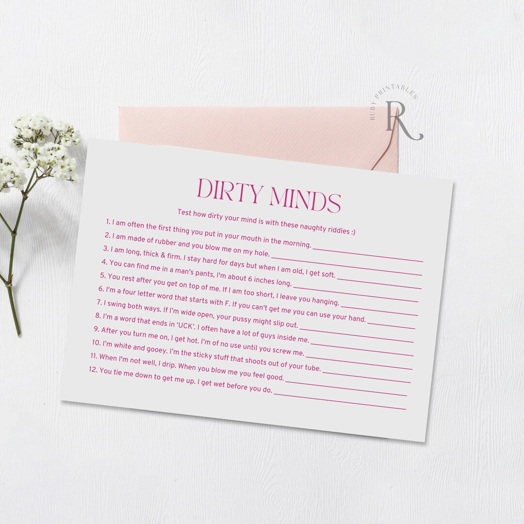 Printable Dirty Minds Game, Hot Pink Bachelorette Party Game, Bridal ...