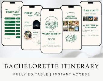 Camp Bachelorette Itinerary Template: Hiking Trip Weekend Planner (Digital Download)