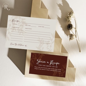 Terracotta Recipe Card Template: Editable Fall Bridal Shower Recipe Request (Digital Download)