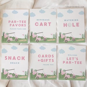 Golf Hole in One Signs Bundle, Birthday Signs Template, Pink Golf Kids 1st Birthday, Cards and Gifts, Favors, Treats, Food, Drinks, Photos