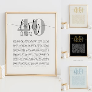 40 Dinge, die wir an Dir lieben Vorlage, 40 Gründe, warum wir Dich lieben Gästebuch, DIY Geburtstagsgeschenk, 40 Geburtstagsparty Dekoration Schild, BA61