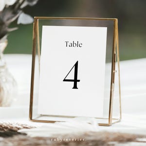 Table Numbers Editable Template Sign Minimal Wedding Table Number Modern Table Editable Simple Table Decor Couple Photo Reception Table, W17