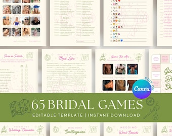 Camp Bachelorette Games Template: Forest Glamping Bridal Shower, Editable Canva Game Set
