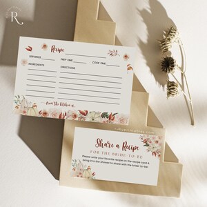 Wildflower Recipe Card Template: Editable Bridal Shower Pumpkin Design (Digital Download)