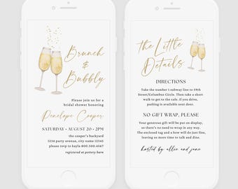 Invito per addio al nubilato con champagne, invito per brunch e spumante (download digitale)