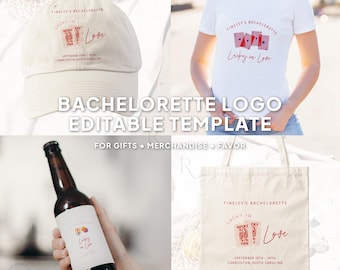 Editable Bachelorette Party Logo Template: Las Vegas Casino Theme (Canva Digital Download C31