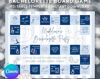 Editable Bachelorette Party Drinking Game Template: Beach Theme (Digital Download 24x18" PDF)