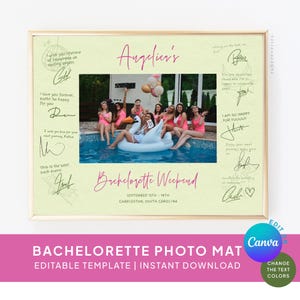Photo Mat EDITABLE TEMPLATE  Bachelorette Weekend Party Keepsake, Bridal Gift Bridesmaid, DIY Photo Keepsake Bridal Shower, Hens Gift, C22
