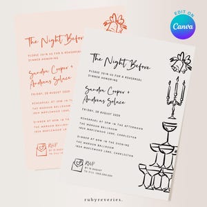 Modern Rehearsal Dinner Invitation Template: Doodle Champagne (Digital Download)