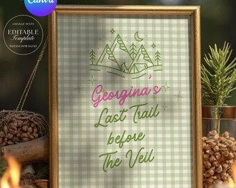Camp Bach Decor Sign Template: Editable Wild Summer Glamping Printable, Hiking Bachelorette