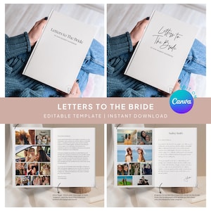 Letters to The Bride EDITABLE TEMPLATE Canva, Bridal Shower Gift for Bride, Bachelorette Weekend Scrapbook, Printable DIY Wedding Gifts, C19