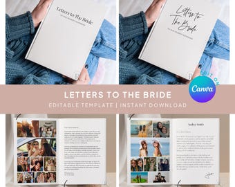 Cartas a la novia (Plantilla editable de Canva): Regalo para despedida de soltera, Álbum de recortes para despedida de soltera, Regalos de boda imprimibles (hazlo tú mismo)