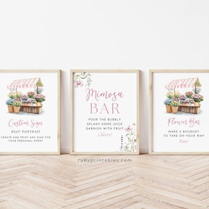 3 Bridal Shower Sign Templates Bundle: Farmer&#39;s Market Theme (Digital Download 8x10”)