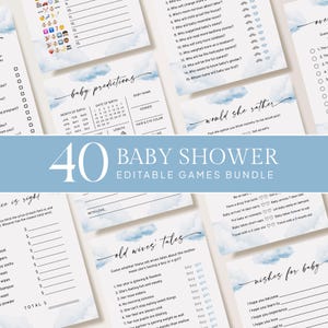 Bewerkbare bundel met Cloud 9-babyshowergames, She's on Cloud Nine, DIY-sjablonen voor afdrukbare games, mama of papa, zou ze liever