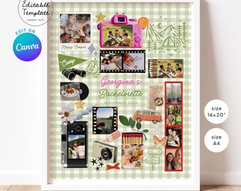 Editable Matchbook Collage Poster: Bachelorette Bridal Gift, Birthday Present, Custom Canva Template