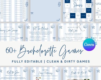 Beach Bachelorette Party Games Bundle: Editable Bridal Shower Games (Digital Download)