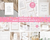 Baby Sprinkle Bundle: Editable Baby Shower Invite, Games, Signs (Canva Templates, Digital Download)