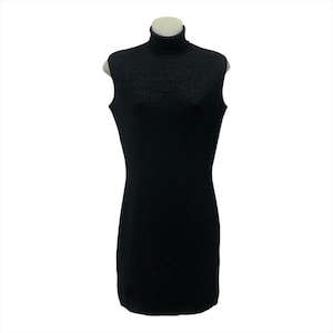Vtg Versace Jeans Couture Turtleneck Black Sleeveless Mini Dress - Size S