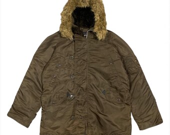Vintage Alpha Industries N-3B Parka | 90s Military Black Winter