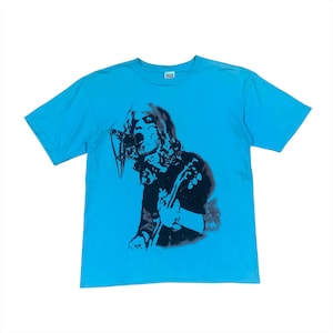 Vtg Y2k Marc Bolan T-Rex Stencil Silhoutte Blue T-Shirt - Size M