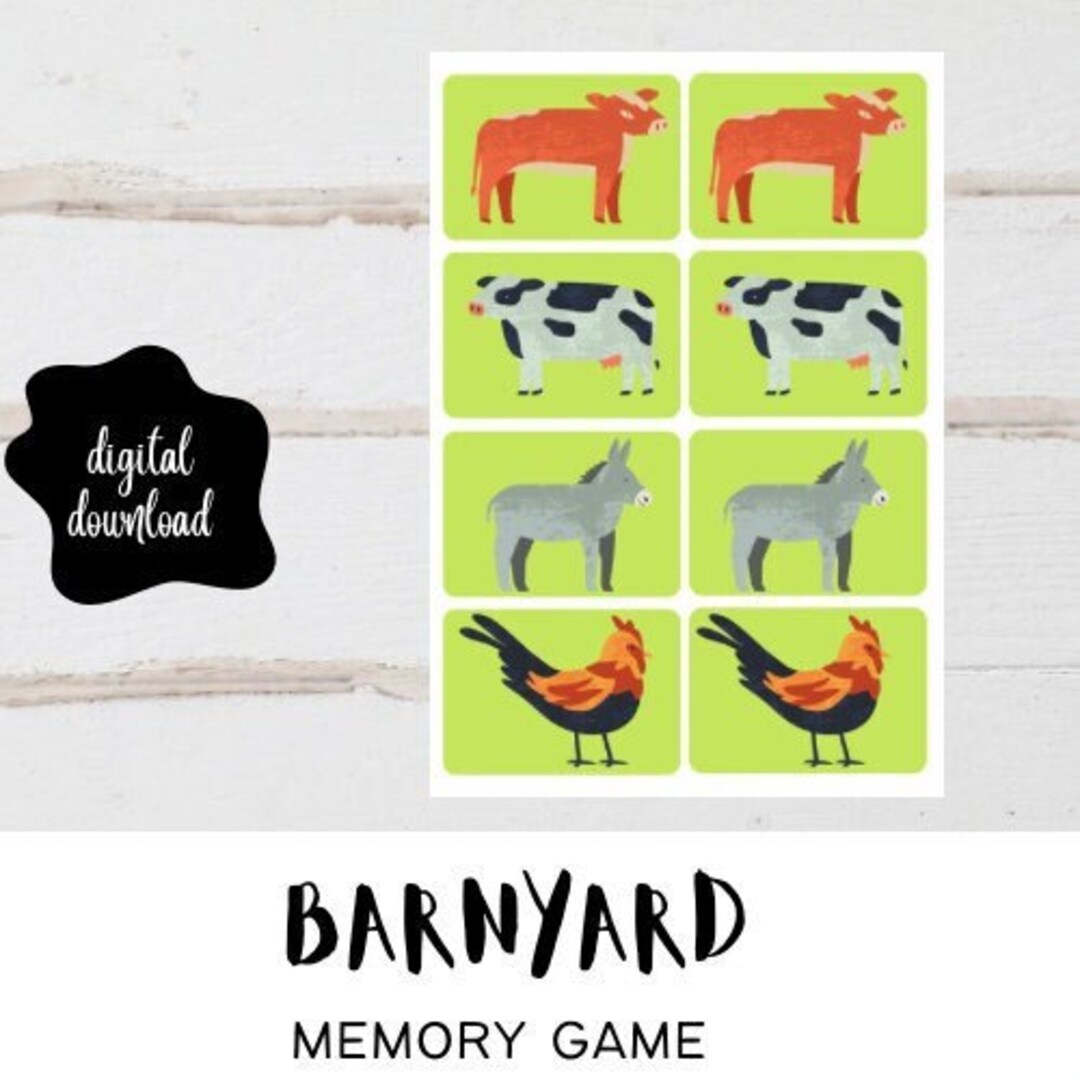 Printable Barnyard Themed Matching Game - Etsy